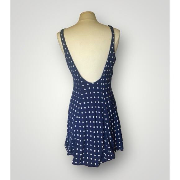 Abercrombie & Fitch Polka Dot Navy and White Swing Dress Size Large - Picture 2 of 15